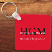 QR Code Business Monogram Logo Red Schwarz-weiß Schlüsselanhänger (Vorderseite)