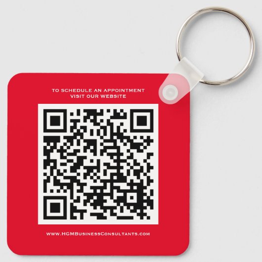 QR Code Business Monogram Logo Red Schwarz-weiß Schlüsselanhänger (Rückseite)