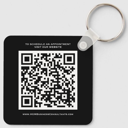 QR Code Business Monogram Logo Schwarz Weiß Schlüsselanhänger (Rückseite)