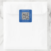 QR Code Business Name Website Proep Blue Quadratischer Aufkleber (Tasche)