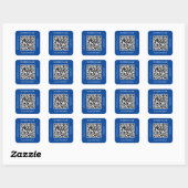 QR Code Business Name Website Proep Blue Quadratischer Aufkleber (Blatt)