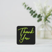 QR Code Business Neon Green Vielen Dank Quadratische Visitenkarte (Stehend Vorderseite)