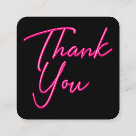 QR Code Business Neonink Pink Vielen Dank Quadratische Visitenkarte (Vorderseite)