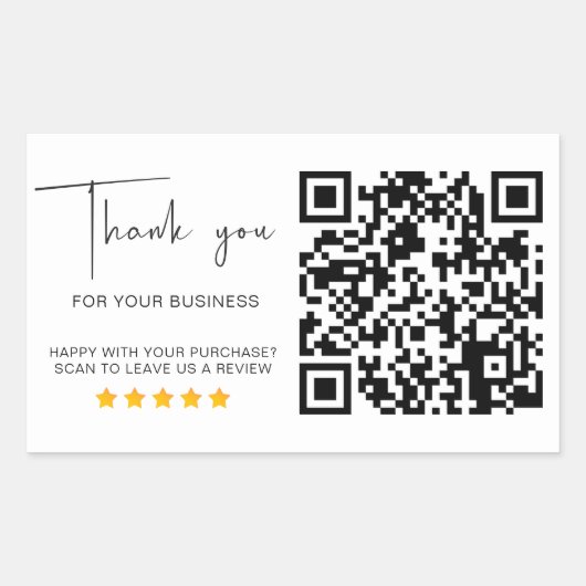 QR Code Business Review 5 Star Review Modern Rechteckiger Aufkleber (Vorderseite)