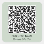 QR-Code Business Sage Grün Quadratischer Aufkleber (Vorderseite)