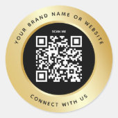 QR Code Business Scannable Connect Black Gold Runder Aufkleber (Vorderseite)