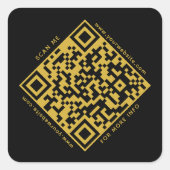 QR Code Business Scannable Modern Black Gold Quadratischer Aufkleber (Vorderseite)