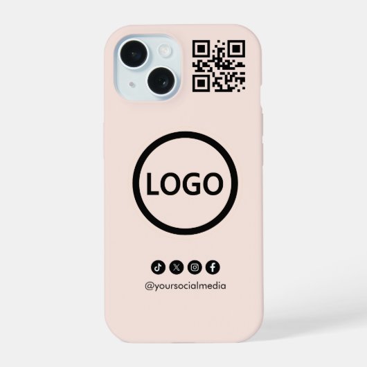 QR Code Business Social Media Blush iPhone 15 Hülle (Rückseite)