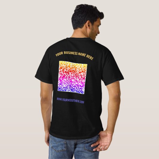 QR Code Business T - Shirt Benutzerdefinierter Tex (Schwarz voll)