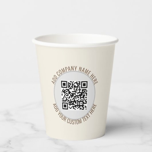 QR Code Business Unternehmen Event Party minimalis Pappbecher (Vorderseite)