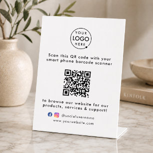 QR Code Business Website Scan Me Social Media Logo Sockelschild