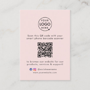 QR Code Business Website Scan Me Social Media Pink Visitenkarte