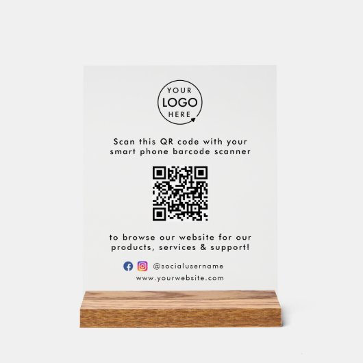 QR Code Business Website Scannen Sie Me Social Med Acrylschild (Vorderseite)