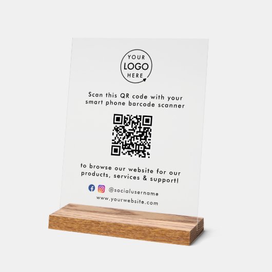 QR Code Business Website Scannen Sie Me Social Med Acrylschild (Winkel)