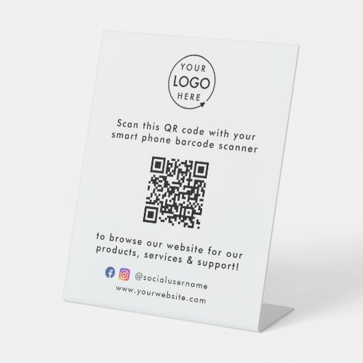 QR Code Business Website Scannen Sie Me Social Med Sockelschild (Vorderseite)