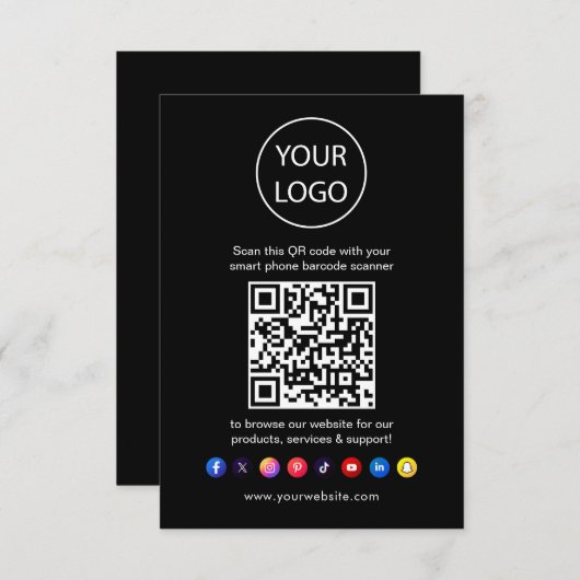 QR Code Business Website Scannen Sie Social Media Begleitkarte (Vorne/Hinten)
