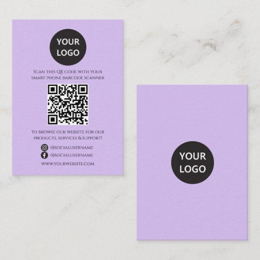 QR Code Business Website Scannen Sie Social Media Begleitkarte (Vorne/Hinten)