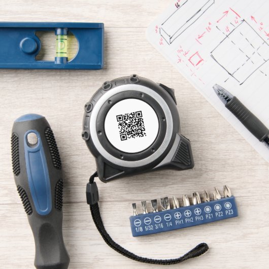 QR-Code Business Weißes Minimalistisches Geschäft Maßband (Werkstatt)