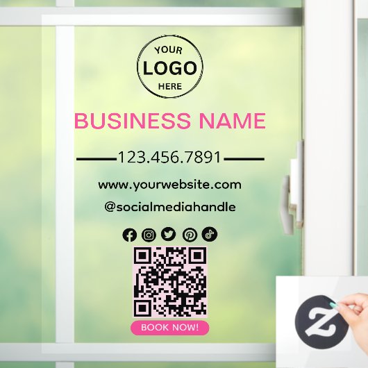 QR Code Business Wellness-Center Logo Social Media Fensteraufkleber (Zuhause)