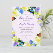 QR Code Butterfly Baby Shower Einladung Vorlage (Stehend Vorderseite)