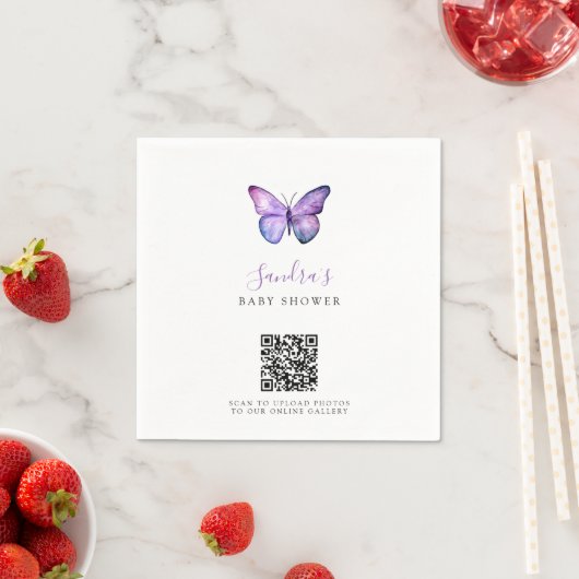 QR Code Butterfly Babydusche Share Fotos Serviette (Beispiel)