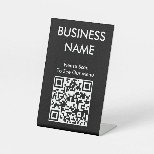 QR Code Cafe Big Print Menü Black Sockelschild (Vorderseite)