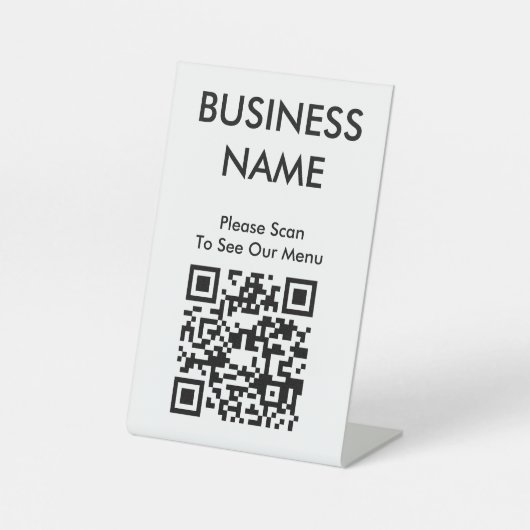 QR Code Cafe Big Print Menü Weiß Sockelschild (Vorderseite)