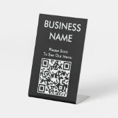 QR-Code-Café Großdruckmenü Schwarz Sockelschild (Vorderseite)