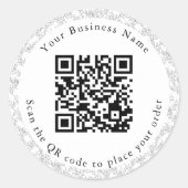 QR Code-Café-Menü Runder Aufkleber (Vorderseite)