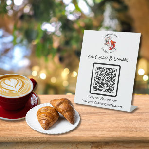 QR Code Café Menü Yin Yang Koi Fish Business-Logo Sockelschild