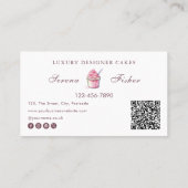 QR Code Cake Baker Polka Dot Chic Pink Business Visitenkarte (Rückseite)
