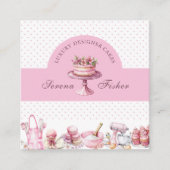QR Code Cake Baker Polka Dot Chic Pink Quadratische Visitenkarte (Vorderseite)