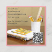 QR Code Calculator Pink Tutor Math Teacher Quadratische Visitenkarte (Vorderseite)