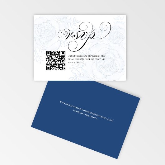 QR Code Calligraphy Wedding RSVP Response Card Karte