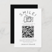 QR Code Capture Wedding Fotos Black Chic Moderne (Vorne/Hinten)