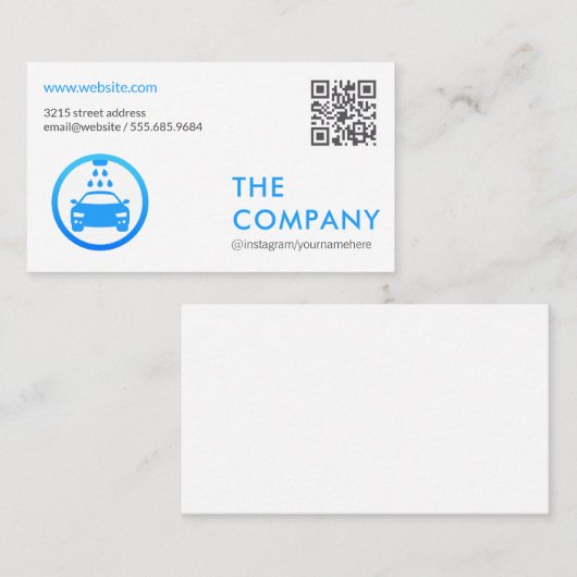 QR-Code | Car Wash Logo Visitenkarte (Vorne/Hinten)