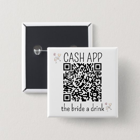 QR Code CASH APP Bridge a Drink Junggeselinnen-Abs Button (Vorne & Hinten)