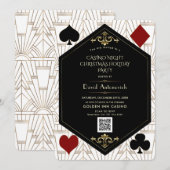 QR Code Casino Night Poker Christmas Holiday  Einladung (Vorne/Hinten)