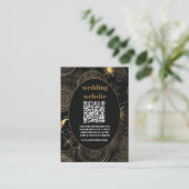 qr code Celestial Black Gold Wedding Begleitkarte (Stehend Vorderseite)