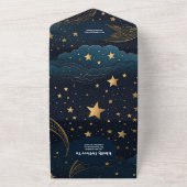 QR Code Celestial Crescent Moon Gold Wedding All In One Einladung (Außenbereich)
