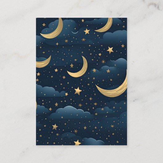 qr code Celestial Midnight Blue Stars Moon Wedding Begleitkarte (Rückseite)
