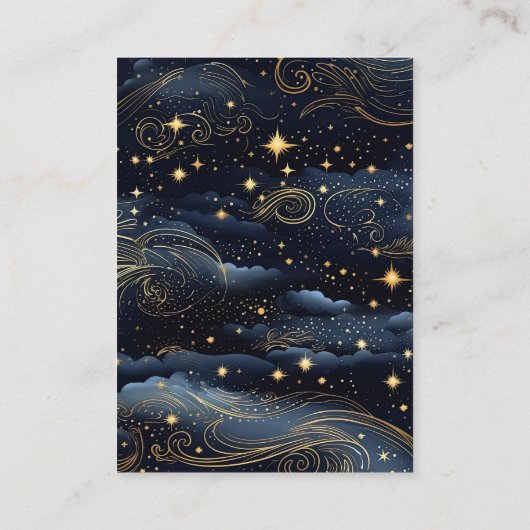 qr code Celestial Midnight Blue Stars Moon Wedding Begleitkarte (Rückseite)
