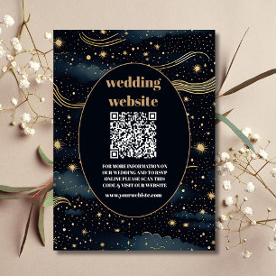 qr code Celestial Midnight Blue Stars Moon Wedding Begleitkarte