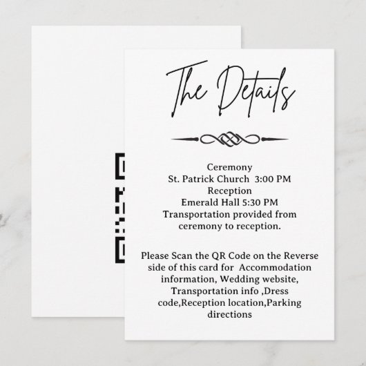 QR Code Celtic Knotwork Arrow Wedding Details  Begleitkarte (Vorne/Hinten)