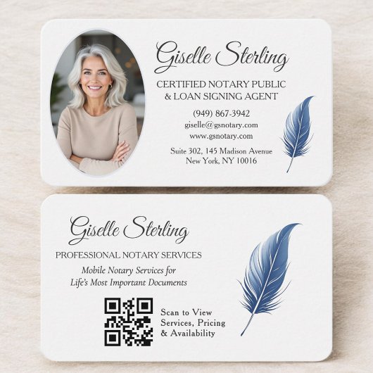 QR Code Certified Notary Public Navy Blue Visitenkarte