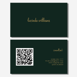 QR Code Charcoal Chic Gold Script Monogram Visitenkarte