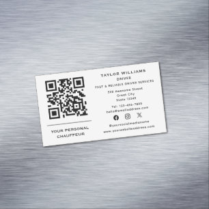 QR Code Chauffeur Service Taxi Fahrer Social Media Magnetische Visitenkarte