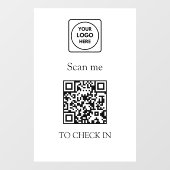 QR Code Check-In | Business Logo Display Sign Fensteraufkleber (Blatt)
