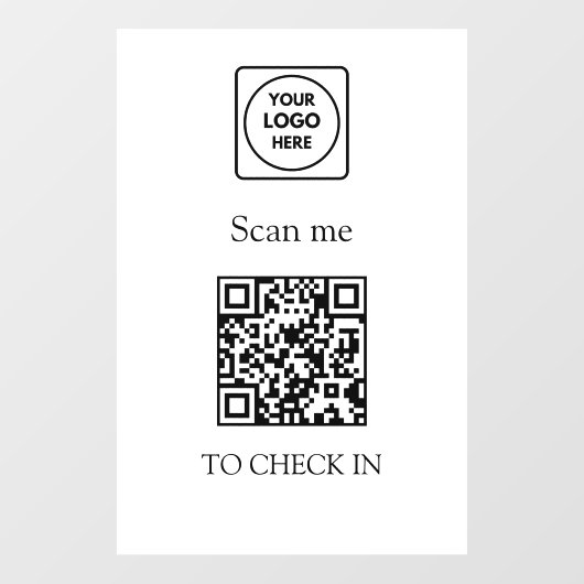 QR-Code Check-In | Firmenschild mit Logo Fensteraufkleber (Blatt)