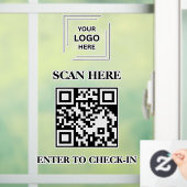 QR-Code-Check-in-Geschäftslogo-Fensteraufkleber Fensteraufkleber (Zuhause)